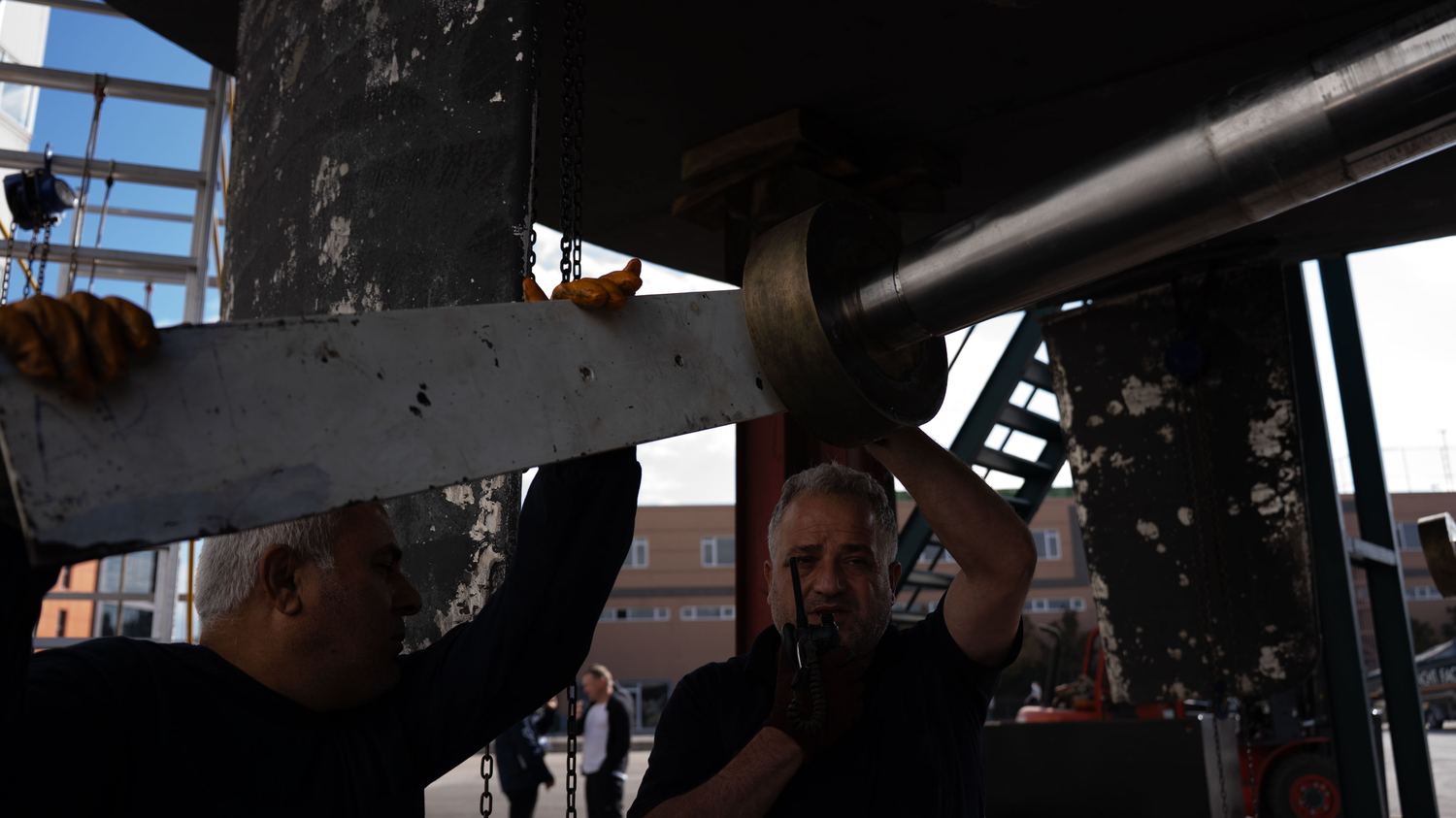 A propeller handled during shaft line work